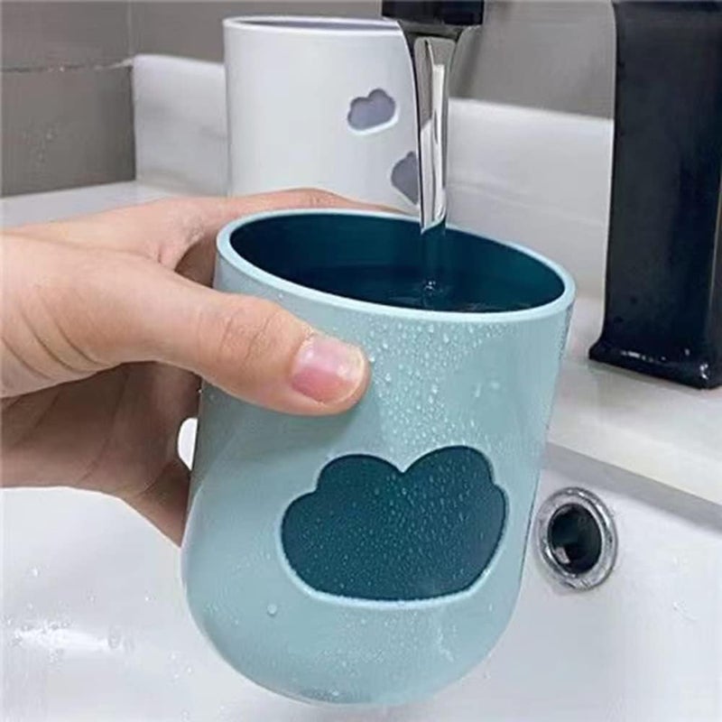RabyLeo Simple Cloud Mouthwash Cup - Creative Cute Couple's Cup (Dark Green & Light Blue) - Image 3